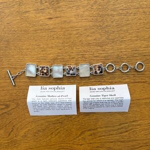 Lia Sophia Silver and Genuine Mother-of-Pearl & Genuine Tiger Shell Bracelet